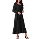 thumbnail image 4 of Vestido largo A-line bohemio de manga larga con escote cuadrado, cintura alta elástica y bolsillos para mujer, color negro, 4 of 5