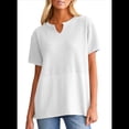 thumbnail image 2 of Blusas Casuales de Punto Gofre con Cuello en V para Mujer, Camisetas de Corta, Blusas Holgadas XL, 2 of 8