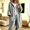 Gray, variant on Women's Casual Hooded Knit Coat with 3/4 Sleeves and Button Closure,Mid-Length Solid Color Outerwear for Fall Layering, Weekend Errands, and Coffee Shop Strolls