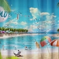 thumbnail image 5 of Orinice Summer Beach Shower Curtain Tropical Ocean Colorful Drink Palm Tree Leaves Floral Blue Sky Starfish Shell Bathroom Decor Fabric Curtains with Hook  69x72, 5 of 7