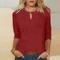 thumbnail image 2 of T Shirts For Women Womens Tops Fashionable Casual Solid Color Three Quarter Sleeve Top T Shirt, 2 of 6