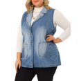 thumbnail image 4 of Agnes Orinda Women's Plus Size Denim Vests Sleeveless Lapel Jean Jackets with Pockets 4X Blue, 4 of 8