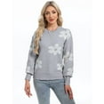thumbnail image 3 of Flower Sweaters for Women Elegant Floral Printed Crew Neck Sweater Loose Cute Puff Sleeve Junior Back to School Pullover Sweater Shermie, 3 of 6