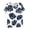 Navy, variant on Women's Navy Tropical Monstera Leaf Print Short Sleeve Blouse, Crew Neck Loose Fit, Size 3XL