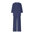 thumbnail image 5 of 2 Piece Sets Tracksuit for Women Casual Summer Travel Vacation Outfits Short Sleeve Sweatsuits Matching Wide Leg Crop Pants Tracksuits Lounge Sets Navy XXL, 5 of 6