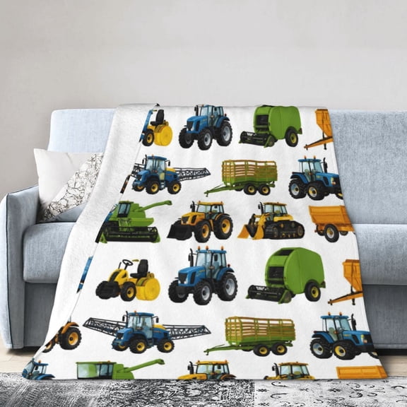 Farm Tractor Blanket Gift Throw Blanket Farm Equipment Harvester Gift for Farmhouse Decor 50x40