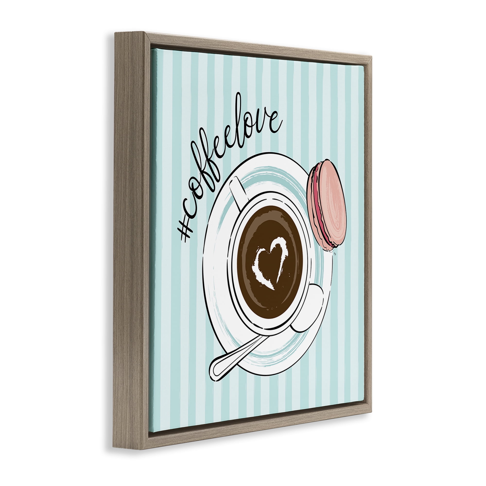 Stupell Industries Coffee Love Hashtag Brown Framed Floater Canvas Wall Art, design by Martina Pavlova