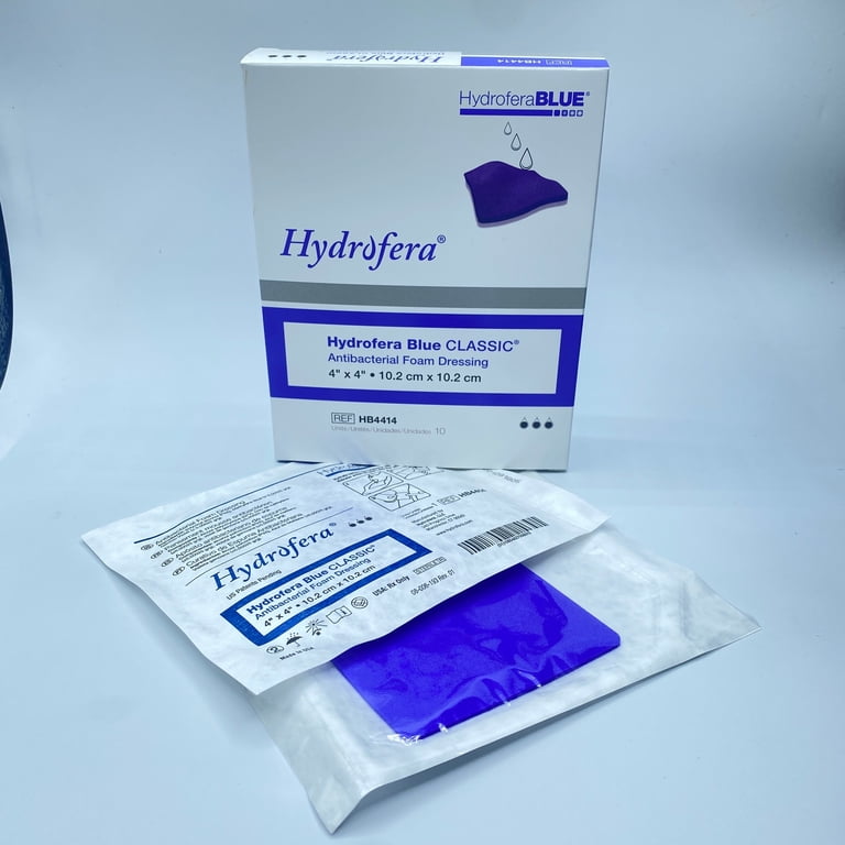 Hydrofera Blue Bacteriostatic HB4414 Foam Dressing 4" X 4", Box of 10 -  Walmart.com