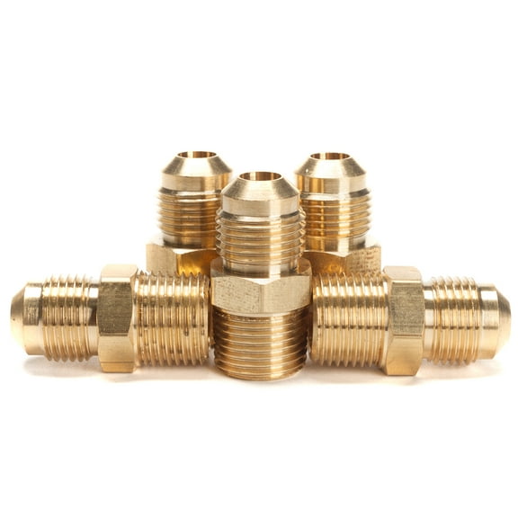 LTWFITTING Brass Flare 3/8" OD x 3/8" Male NPT Connector Tube Fitting (Pack of 5)