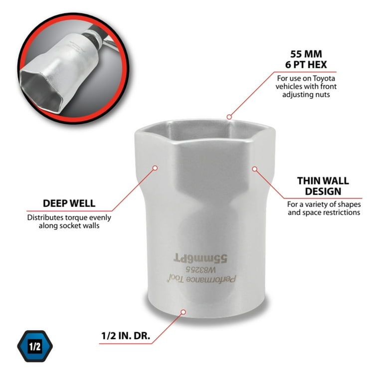Performance Tool W83255 Toyota 1/2-Inch Drive Hex Lock Nut Socket
