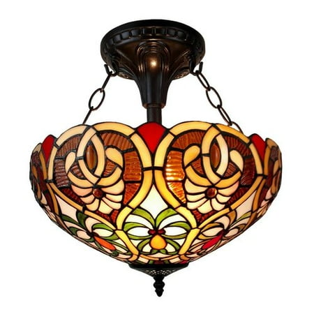 Amora Lighting Tiffany Style Floral Flush Mount Ceiling Fixture