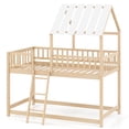thumbnail image 2 of Costway Twin Over Twin House Bunk Bed with Roof, Ladder & Full-length Guardrails for Kids Natural, 2 of 10