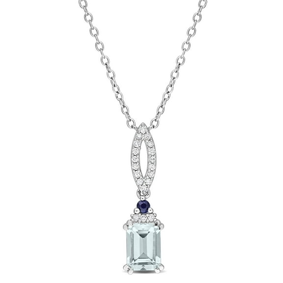 Everly Women's Aquamarine and Sapphire Sterling Silver Necklace
