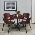thumbnail image 3 of Kobe 30in. Round Breakroom Table- Mahogany & 4 'M' Stack Chairs- Burgundy, 3 of 9