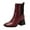 Wine, variant on Bmisegm Women's Fashion Colorblock Leather Face Square Toe High Heel Elastic Mid Boots Shoes Boots for Women Grey 8