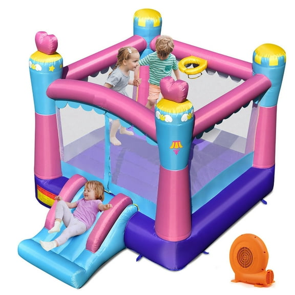 Gymax Inflatable Bounce House 3-in-1 Princess Theme Inflatable Castle w/ 680W Blower