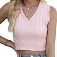 thumbnail image 2 of RMGVDSD Women's Fashion Casual Sleeveless Knit Sweater Vest Solid Color Vest Slim Fit V Neck Sweater Vest Trendy Pullover Sweater Top /Pink, 2 of 4