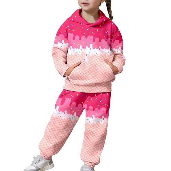 RTKFRFLM Christmas Girls Outfits Sets Winter Casual Print Hooded Long Sleeve Top Pants Big Kids Youth 2 Piece Outfit With Soft Comfort Fit Casual Wear Clothing Sets,Size 10-11 Years
