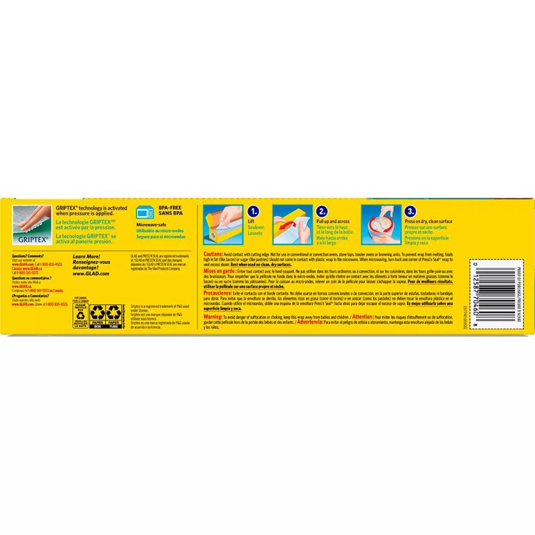 Glad Press'n Seal Plastic Wrap, 280 sq. ft., 2 Pack, Leakproof