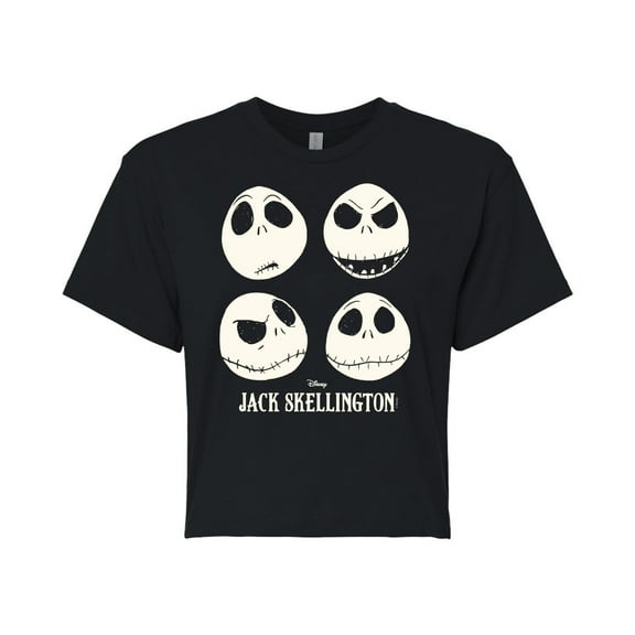 The Nightmare Before Christmas - Jack Emotions Glow in The Dark - Juniors Cropped Cotton Blend T-Shirt