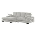 thumbnail image 2 of Better Home Products Corduroy L Shaped Upholstered Daisy Convertible Sofa, Cream, 2 of 9