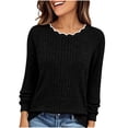 thumbnail image 2 of Bxsruta Womens Sweaters Scalloped Neck Long Sleeve Ribbed Knit Pullover Casual Tops, 2 of 8