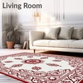 thumbnail image 2 of ODIKA 5'x7' Machine Washable Non-Slip Area Rug, Quatrefoil Medallion Boho Style Indoor Floor Covering High Traffic Rug, Red, 667322, 2 of 7