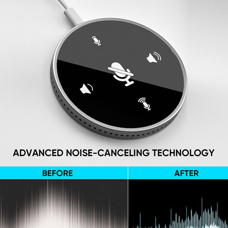 USB Conference Microphone with Speaker, Dual Channel Omnidirectional Speakerphone Computer Mic with 360 ° Voice Pickup