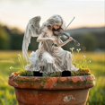 thumbnail image 3 of White Angel Playing Violin Acrylic Garden Stakes, 3 of 5