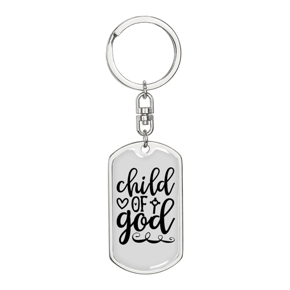 Child Of God Stainless Steel or 18k Gold Premium Swivel Dog Tag Keychain