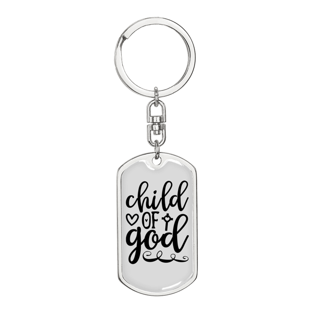 Child Of God Stainless Steel or 18k Gold Premium Swivel Dog Tag Keychain