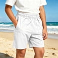 thumbnail image 6 of WAVSUF Kids Boys Shorts, Lightweight Elastic Waist with Pockets Summer Casual Trendy Shorts White 10-12, 6 of 10