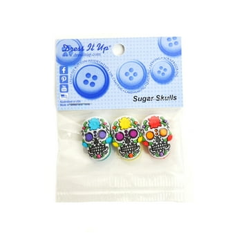 Dress It Up Buttons, Sugar Skulls, Day of The Dead Craft Fasteners, Multi Color