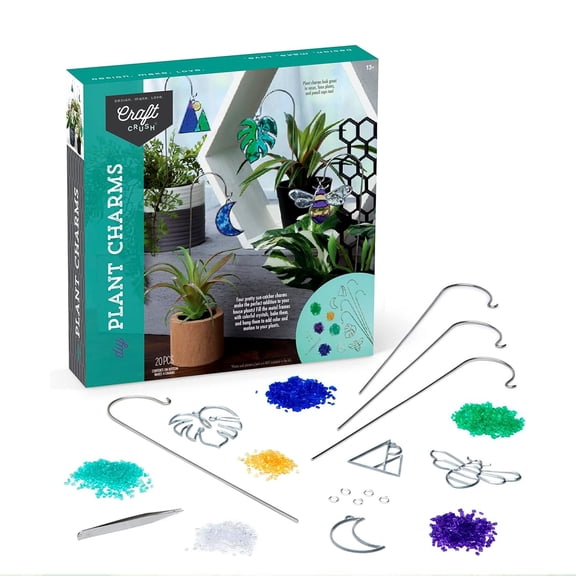 Craft Crush Plant Charms Kit  Makes 4 Suncatcher Charms for Plants  Metal Garden Stakes & Decorative Ornaments for Plant Lovers, Gift, Home Decor, Teens & Adults - DIY Art & Craft Kit - Ages 13 