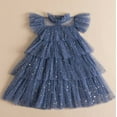 thumbnail image 2 of Solid Tulle Fairy Princess Fly Sleeve Star Sequined Dress., 2 of 5
