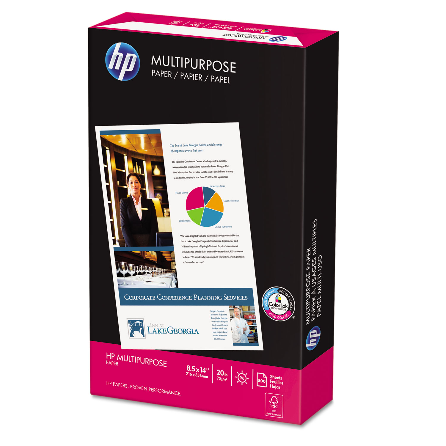 HP Papers MultiPurpose20 8.5x14 Copy & Multipurpose Paper, White, 500 / Ream (Quantity)