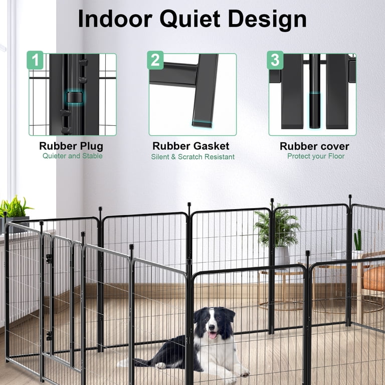 Vipuse 40" Tall Metal Dog Playpen, 16 Panels, 2 Doors photo 8