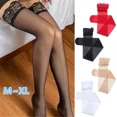 thumbnail image 2 of FREEAUCE Plus Size Fishnet Anti-slip Lace Top Women Stockings Nylon Stocking Thin Sheer Socks 1188 One Size, 2 of 4