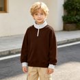 thumbnail image 2 of YUANxueke Boys & Girls Fleece Color Block Sweatshirt Long Sleeve Zip Up Mock Neck Pullover Top,Brown,11 Years, 2 of 8