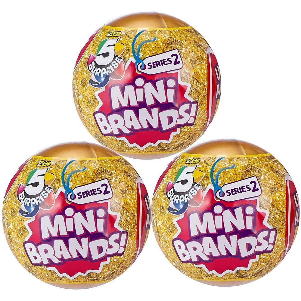 Zuru 5 Surprise Series 2 Mini Shopping Brands! 3-Pack Golden Ball Collectible Miniatures