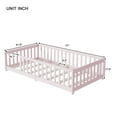 thumbnail image 2 of Alvantor Twin Size Montessori Floor Bed for Kids with Rails, Rubber Wood Toddler Bed Frame Low to Ground, No Box Spring Needed, Pink, 2 of 8