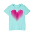 thumbnail image 2 of Toddler Girl Clothes Clearance under $5 Summer Short Sleeve Round Neck Love Print Cotton Toddler Kids Girls T-shirt Cute Top 3-10 Years, 2 of 4