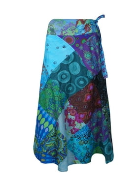Mogul Women Wrap Around Skirts Housedress Maxi Skirt Cotton Summer Resort Wear Sarong One size
