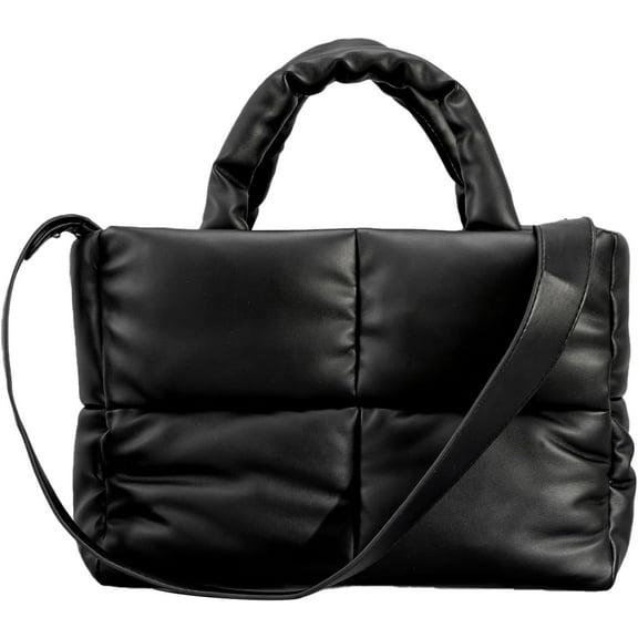 Kukuzhu Puffer Tote Bag, Puffy Bags for Women Light Winter Down Cotton Padded Quilted Tote Bag Shoulder Handbags Purse