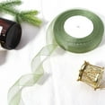 thumbnail image 2 of Zhuge Cinta de organza transparente verde de 3/4 de pulgada, cinta de gasa de 50 yardas para envolver regalos, día de la madre, bodas, ramos de flores, manualidades (verde oscuro), 2 of 5