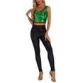 thumbnail image 2 of INSPIRE CHIC Women's Metallic Sequin Crop Top Sparkle Glitter Sleeveless Party Club Tank Top M Green, 2 of 6