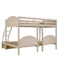 thumbnail image 4 of Tensun Full over Twin and Twin Bunk Bed: Triple Pinewood Frame with Full-Length Guardrail and Drawer - Divisible into 3 Separate Beds - No Box Spring Needed - Suitable for Kids, Teens, Adults - Beige, 4 of 5