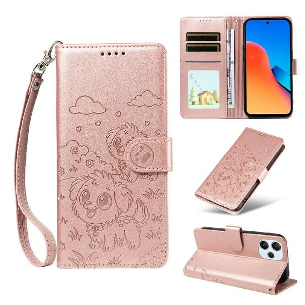 Funda Cartera GANGXUN con Diseño de Perrito en Relieve para Xiaomi Redmi 12 4G/5G , Protección 360° con Ranuras y Correa Desmontable