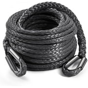 Winch Rope Extension, 1/4'' x 50ft Synthetic Winch Extension Rope, 10,000 Lbs Winch Extension Line for Off Road Vehicle ATV UTV(Gray)