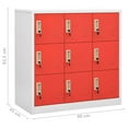 thumbnail image 4 of vidaXL Locker Cabinets 5 pcs Light Grey and Red 90x45x92.5 cm Steel, 4 of 5